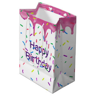 Sacola Para Presentes Média Cremes De Aniversário E Grito Rosa