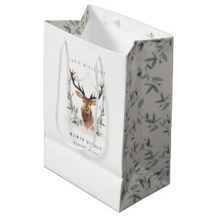 Sacola Para Presentes Média Crest Floral De Veado Bastante Bastante Dusky Qual