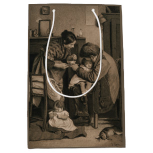 Sacola Para Presentes Média Criança doente apoiada por seu pai e mãe