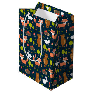 Sacola Para Presentes Média Crianças, animais da floresta divertida, coelho, r