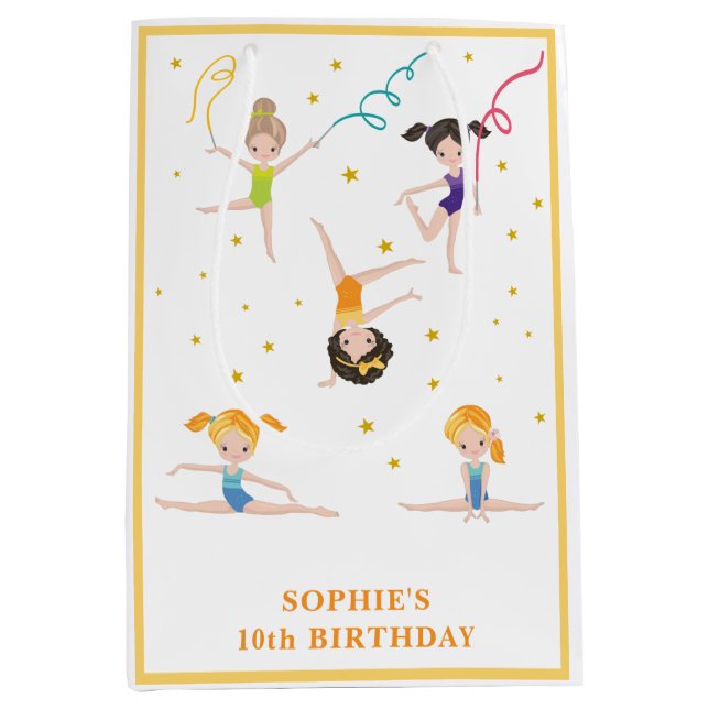 Sacola Para Presentes Média Crianças de aniversário divertidas do Acrobat (Frente)