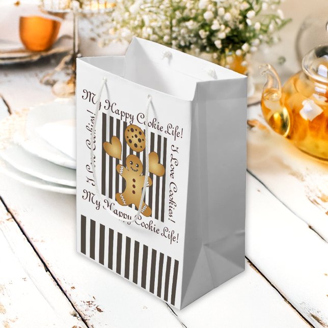 Sacola Para Presentes Média Crianças de cozinheiros personalizados, de gengibr (Criador carregado)