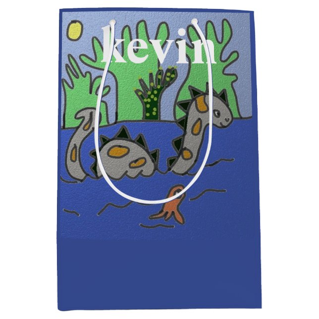 Sacola Para Presentes Média Crianças do Dinossauro Personalizadas (Frente)