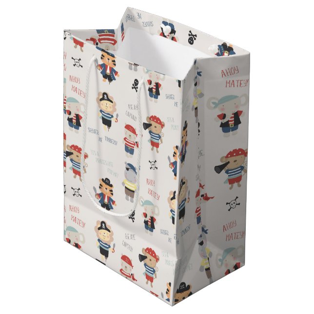 Sacola Para Presentes Média Crianças Partido da Tripulação Animal Pirata Média (Frente inclinada)