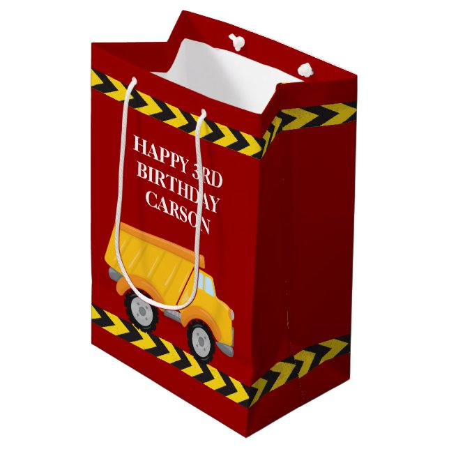 Sacola Para Presentes Média Crianças Personalizadas Do Caminhão Vermelho De An (Frente inclinada)