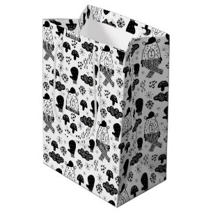 Sacola Para Presentes Média Crianças Urso de Inverno Bonito Chapéu Mitten Nuve
