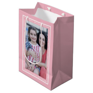Sacola Para Presentes Média Criar sua própria foto cor-de-rosa do feriado do