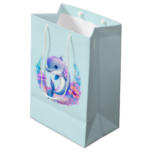 Sacola Para Presentes Média Criatura Do Mar De Golfinho