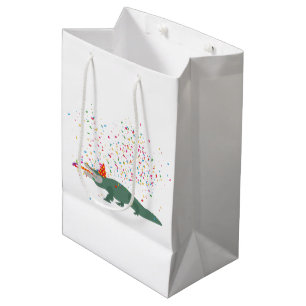 Sacola Para Presentes Média Crocodilo de Alligador - Animais com Festa