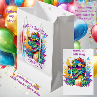Sacola Para Presentes Média Crocodilo Personalizado Feliz Aniversário