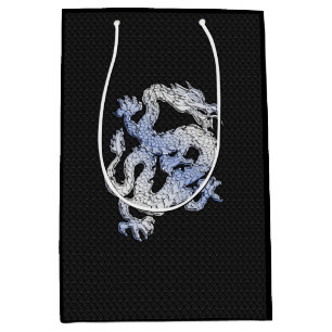 Sacola Para Presentes Média Cromo como o dragão no impressão preto da pele d