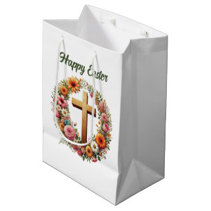 Sacola Para Presentes Média Cruz de Páscoa Fofa personalizável