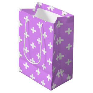 Sacola Para Presentes Média Cruzes brancas da polca no lilac
