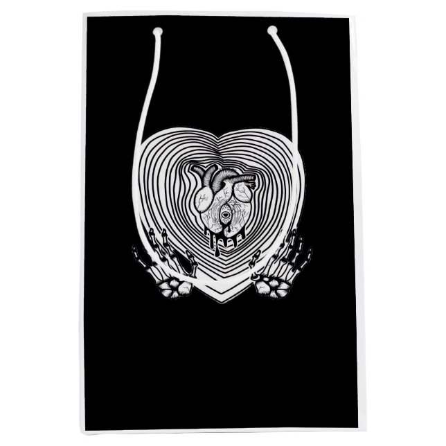 Sacola Para Presentes Média Crying Heart Classic - Skeleton mãos Heart (Frente)