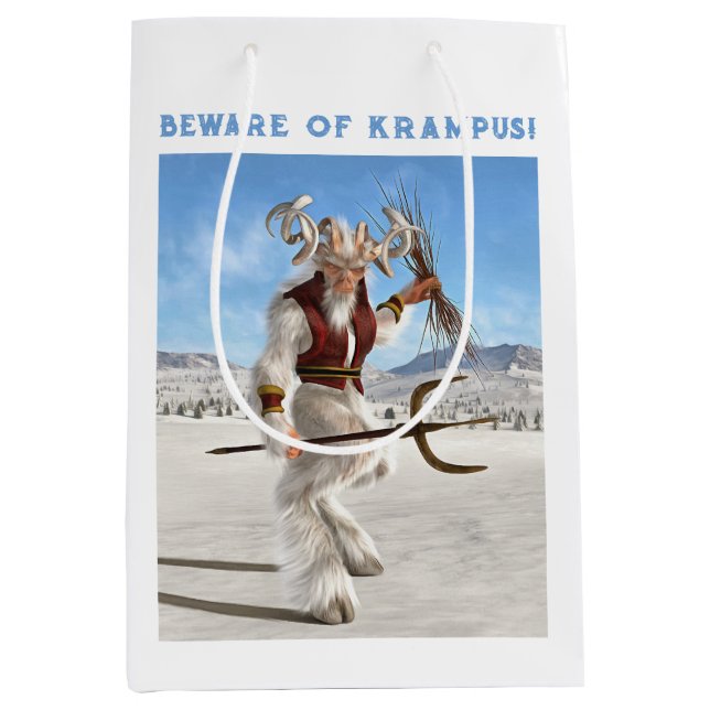 Sacola Para Presentes Média Cuidado com o Krampus! (Frente)