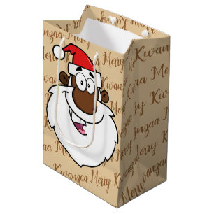 Sacola Para Presentes Média Cumprimentos de Kwanzaa do Natal do papai noel do
