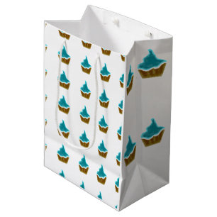 Sacola Para Presentes Média cupcake amarelo caligrafia feliz aniversário mode