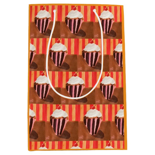 Sacola Para Presentes Média Cupcake com cobertura de baunilha (Frente)