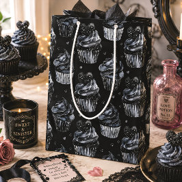 Sacola Para Presentes Média Cupcakes Assombrados & Corações Fofo Gótico