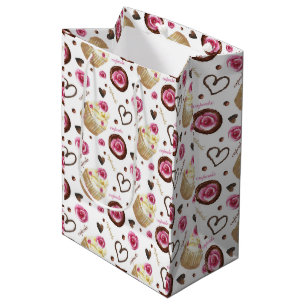 Sacola Para Presentes Média Cupcakes de aquarela