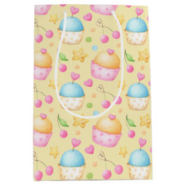 Sacola Para Presentes Média Cupcakes DE DIA DE OS NAMORADOS PINK E AMARELO