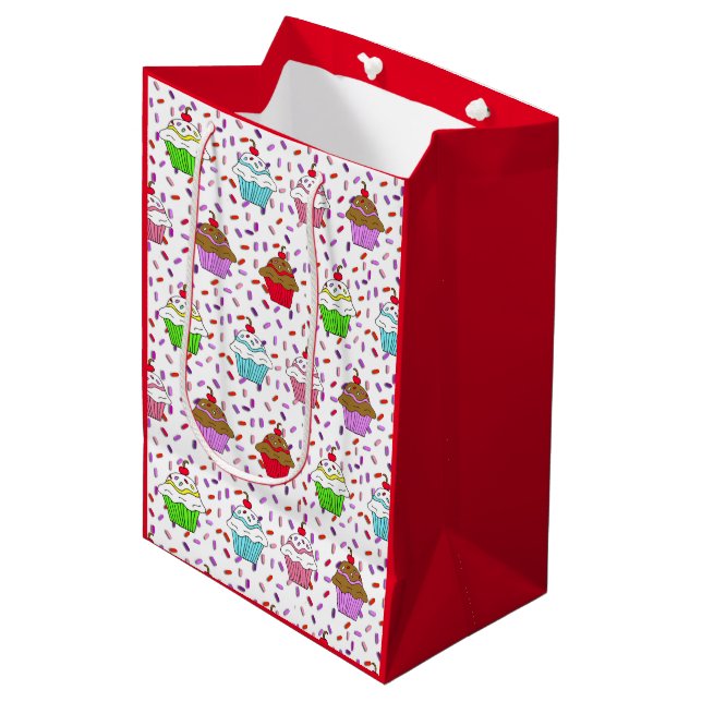 Sacola Para Presentes Média Cupcakes e confeitos adoráveis (Frente inclinada)
