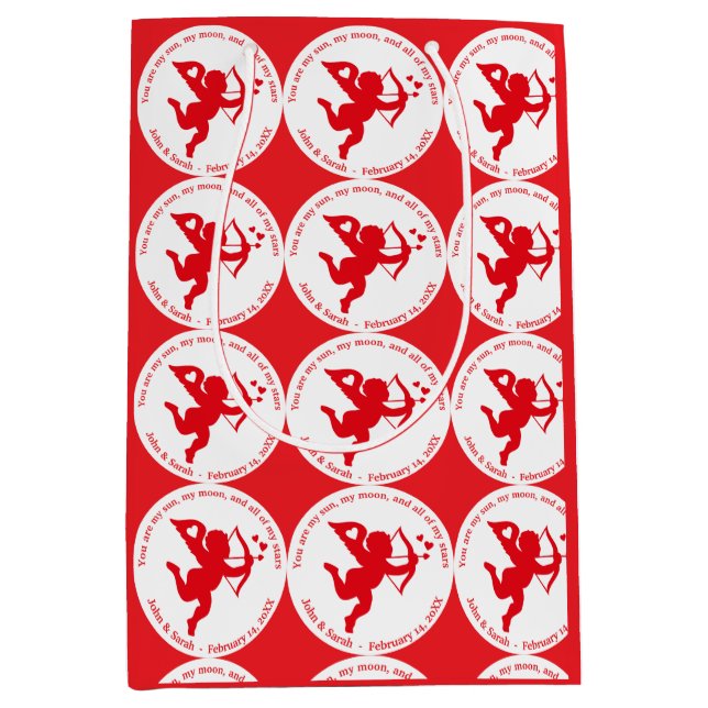 SACOLA PARA PRESENTES MÉDIA CUPID RED LOVE VALENTINE`S DAY (Frente)