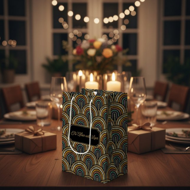 Sacola Para Presentes Média Custom Art Deco Embroidered-Style Paper Bag  (Criador carregado)