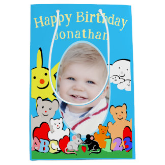 Sacola Para Presentes Média Custom Fun Cute Animals Birthday