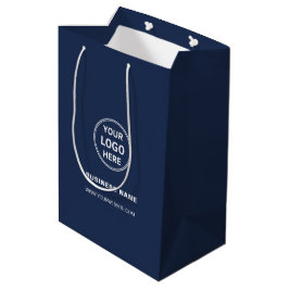 Sacola Para Presentes Média Custom Logo Navy Blue Business Promotional