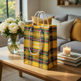 Sacola Para Presentes Média Custom Logo Tartan Paper Gift Bag