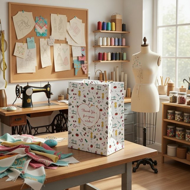 Sacola Para Presentes Média Custom Tailoring Tools Pattern Gift Bag (Criador carregado)