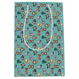 Sacola Para Presentes Média Cute Baby Santa Hat Animals