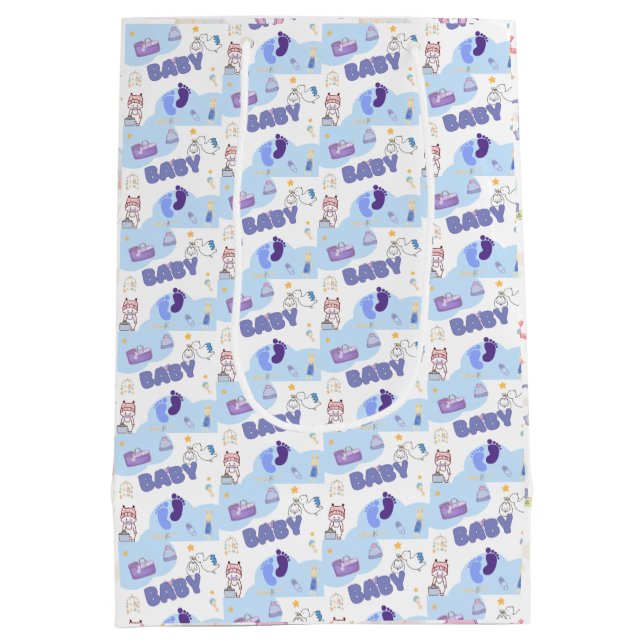 Sacola Para Presentes Média Cute Baby Shower Gift Bag (Verso)