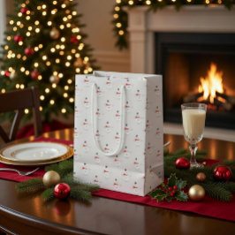 Sacola Para Presentes Média Cute Button Snowmen Grey Paper Gift Bag