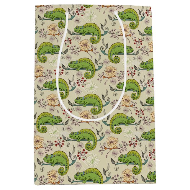 Sacola Para Presentes Média Cute Chameleon Lizard (Frente)