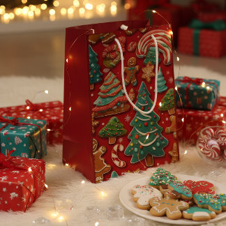 Sacola Para Presentes Média Cute Christmas Cookies Gift Bag