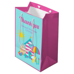 Sacola Para Presentes Média Cute Diversão Crianças Praia Verão Aniversário Obr
