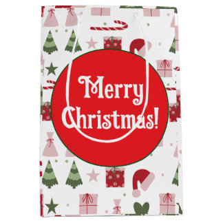 Sacola Para Presentes Média Cute festive editable Merry Christmas