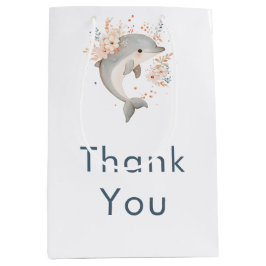 Sacola Para Presentes Média Cute Floral Dolphin Baby Shower