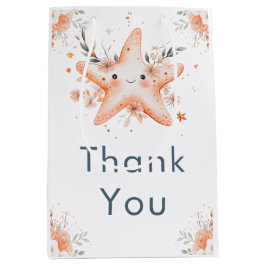 Sacola Para Presentes Média Cute Floral Starfish Baby Shower