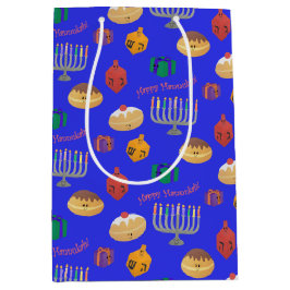 Sacola Para Presentes Média Cute Hannukah Patterned