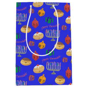 Sacola Para Presentes Média Cute Hannukah Patterned