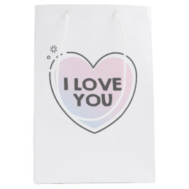 Sacola Para Presentes Média Cute heart and "i love you" text