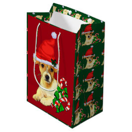 Sacola Para Presentes Média Cute Jack Russell Terrier Natal