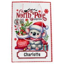 Sacola Para Presentes Média Cute Koala Chirstmas Nome Personalizado