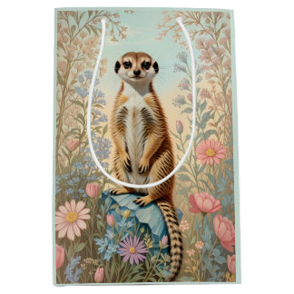 Sacola Para Presentes Média Cute Little Meerkat Pastel Floral