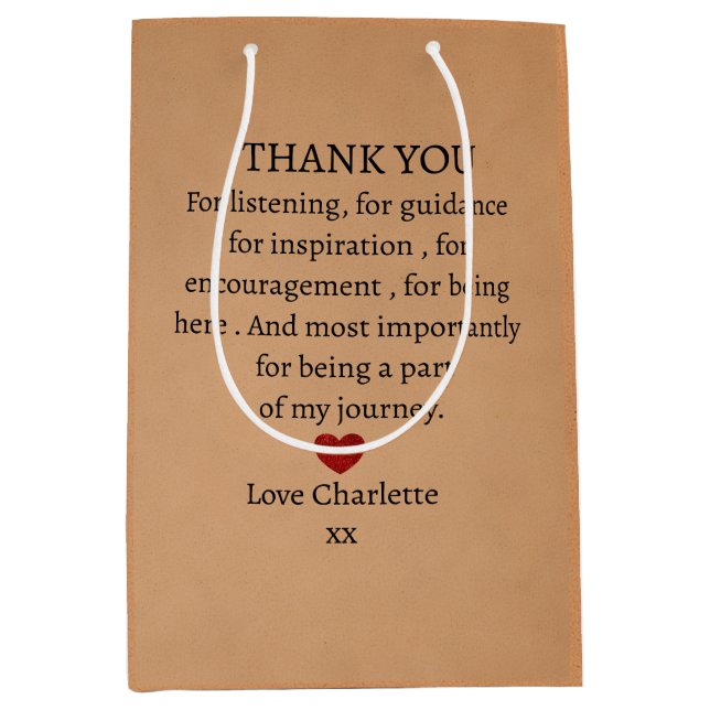 Sacola Para Presentes Média cute personalized thank you love  (Frente)