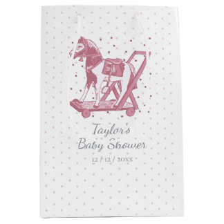 Sacola Para Presentes Média Cute Vintage Pink Hobby Horse Pattern