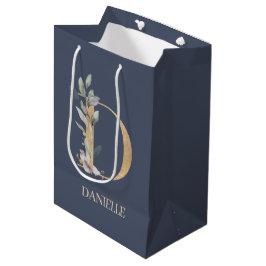 Sacola Para Presentes Média D Monograma Floral Personalizado